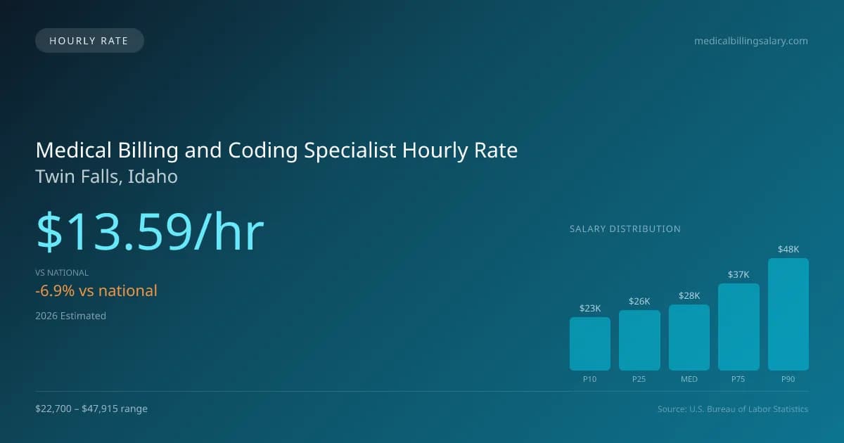 Medical Billing and Coding Specialist Hourly Rate in Twin Falls, ID — 2026 est., based on 2025 BLS