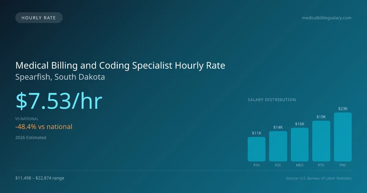 Medical Billing and Coding Specialist Hourly Rate in Spearfish, SD — 2026 est., based on 2025 BLS
