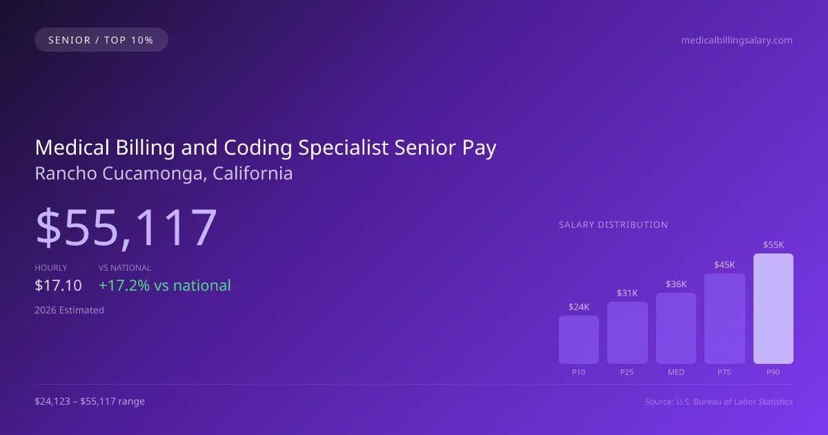 Medical Billing and Coding Specialist Senior Salary in Rancho Cucamonga, CA — 2026 est., based on 2025 BLS