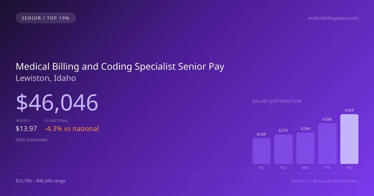 Medical Billing and Coding Specialist Senior Salary in Lewiston, ID — 2026 est., based on 2025 BLS