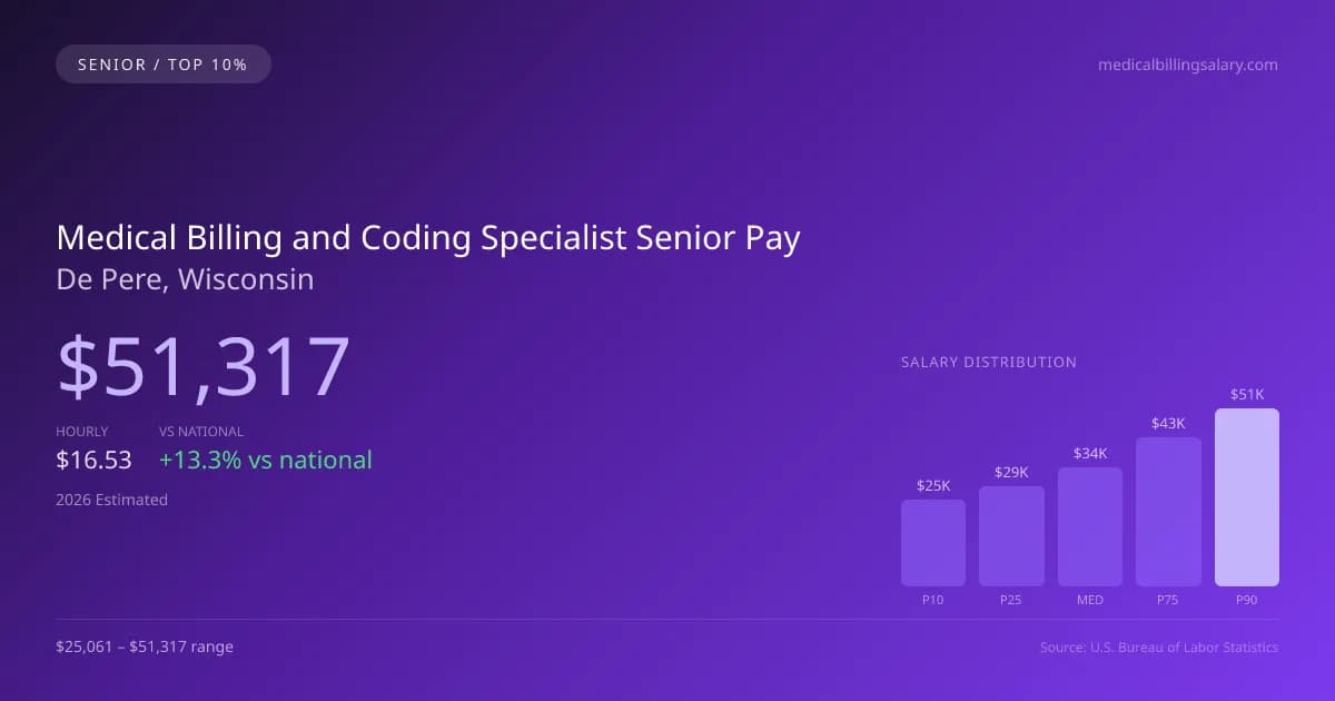 Medical Billing and Coding Specialist Senior Salary in De Pere, WI — 2026 est., based on 2025 BLS