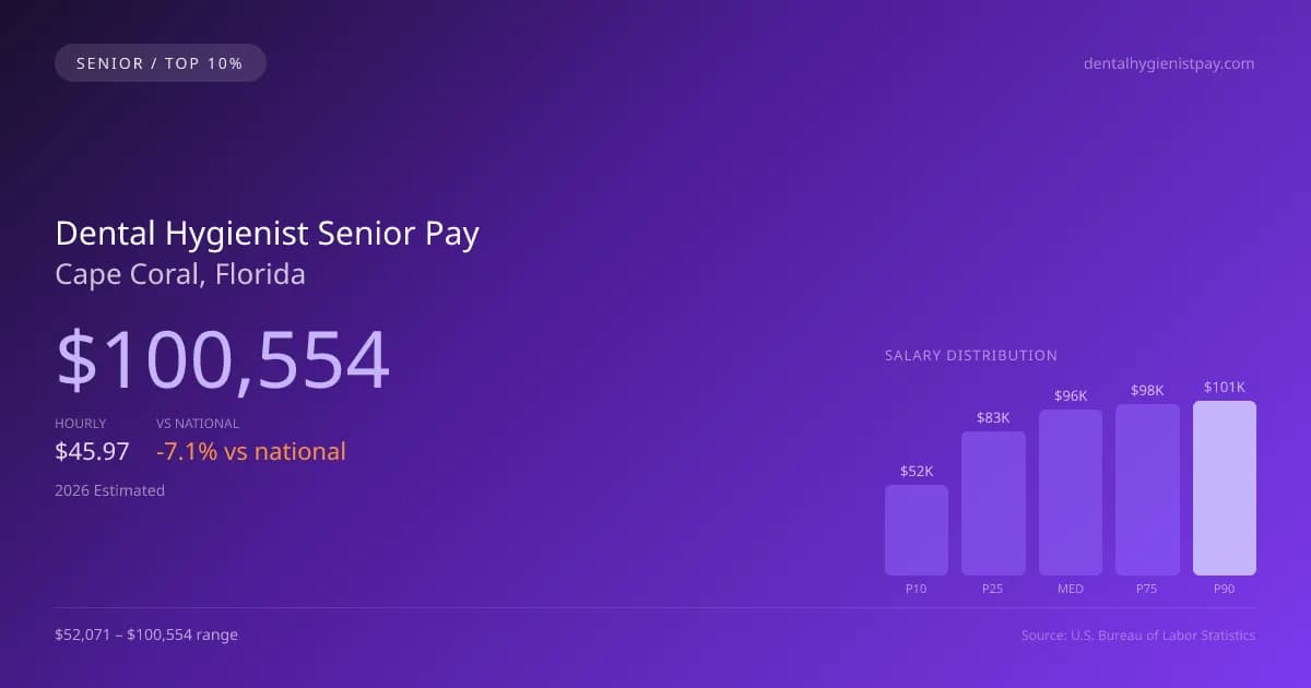 Dental Hygienist Senior Salary in Cape Coral, FL — 2026 est., based on 2025 BLS
