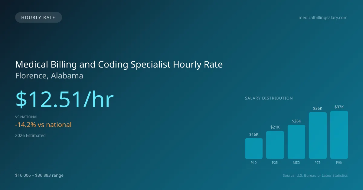 Medical Billing and Coding Specialist Hourly Rate in Florence, AL — 2026 est., based on 2025 BLS