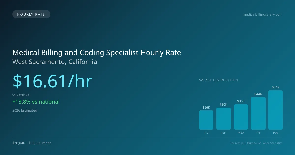 Medical Billing and Coding Specialist Hourly Rate in West Sacramento, CA — 2026 est., based on 2025 BLS