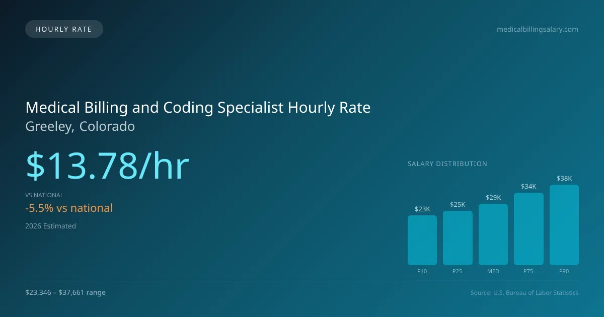 Medical Billing and Coding Specialist Hourly Rate in Greeley, CO — 2026 est., based on 2025 BLS