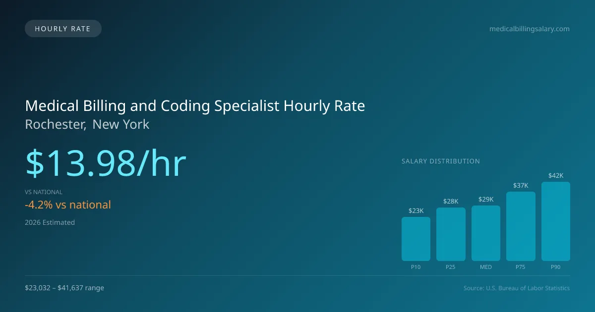 Medical Billing and Coding Specialist Hourly Rate in Rochester, NY — 2026 est., based on 2025 BLS