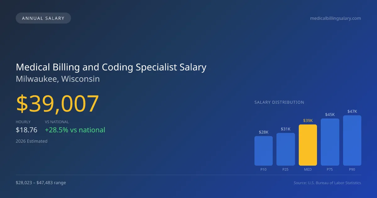 Medical Billing and Coding Specialist Salary in Milwaukee, WI β 2026 est., based on 2025 BLS