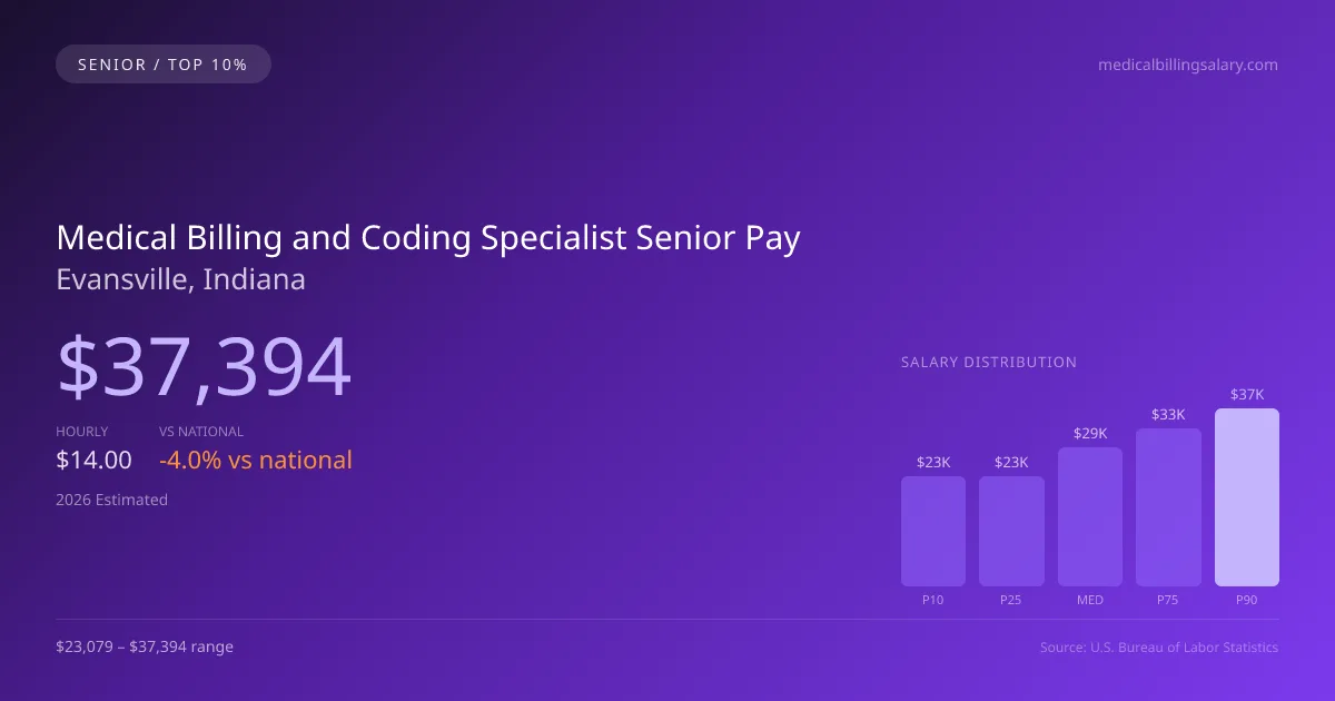 Medical Billing and Coding Specialist Senior Salary in Evansville, IN — 2026 est., based on 2025 BLS