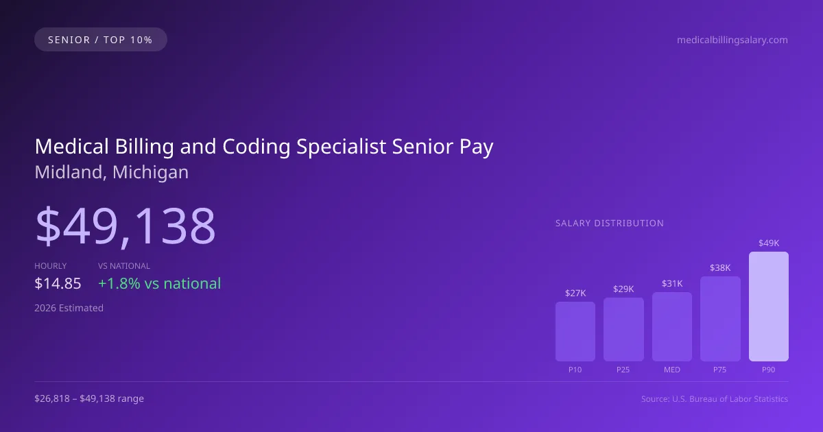 Medical Billing and Coding Specialist Senior Salary in Midland, MI — 2026 est., based on 2025 BLS