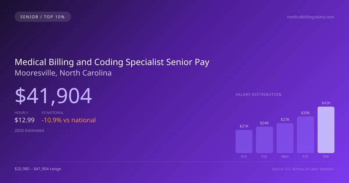 Medical Billing and Coding Specialist Senior Salary in Mooresville, NC — 2026 est., based on 2025 BLS